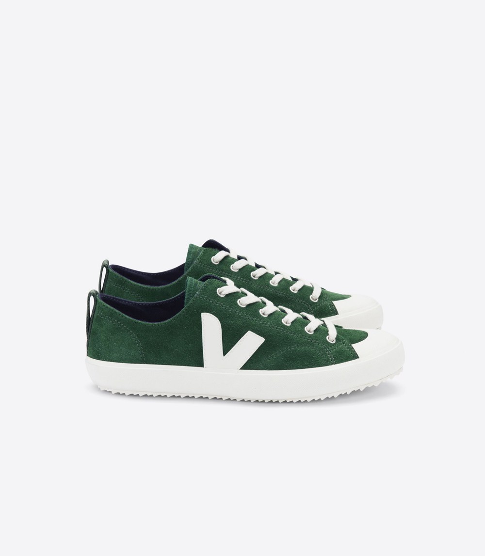 Veja Trainers Womens Green/White - Nova Suede - WBGZ-90173